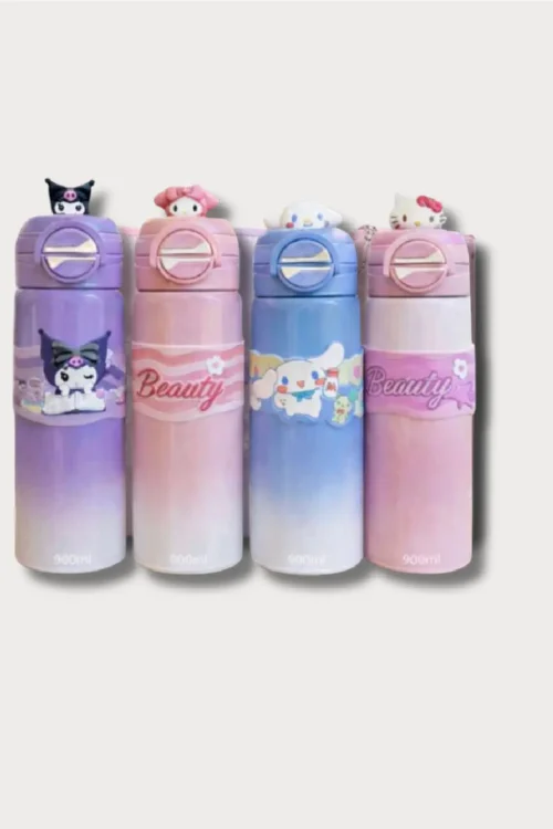 Cute Cartoon Kids Water Bottle – 900ml Leakproof School Water Bottle