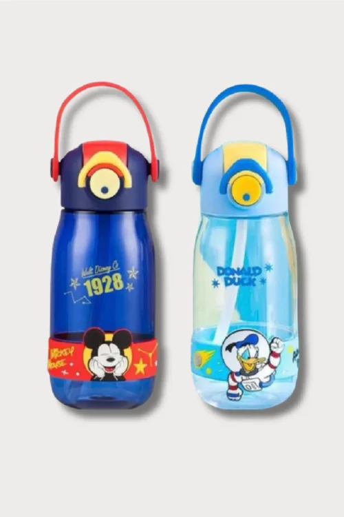 Kids Cartoon Water Bottle with Straw & Handle – Leak-Proof School Drinking Bottle