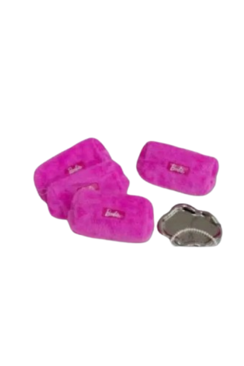 Barbie Plush Pencil Pouch – Soft Fur Zipper Stationery Case for Girls