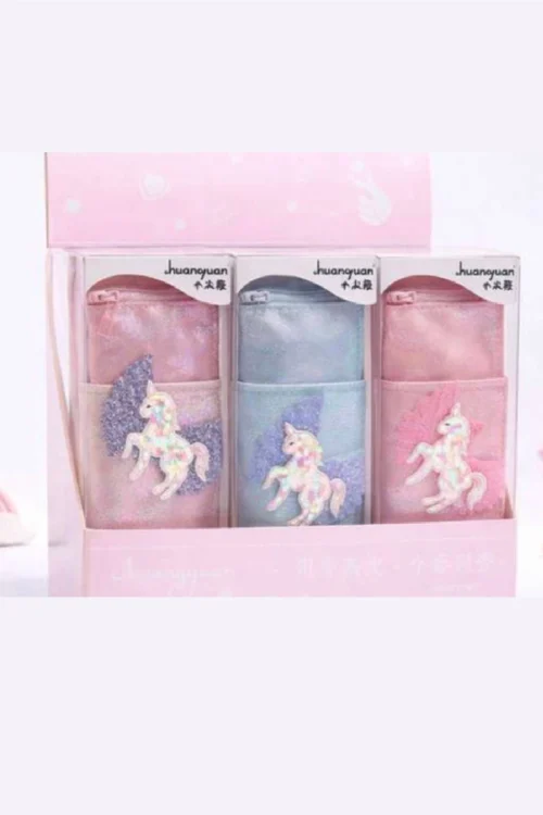 Girls Unicorn Glitter Pencil Pouch – Cute Zipper Stationery Case