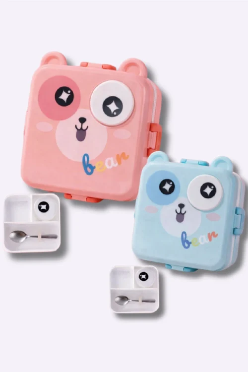 Cute Bear Kids Stainless Steel Lunch Box with Spoon & Fork